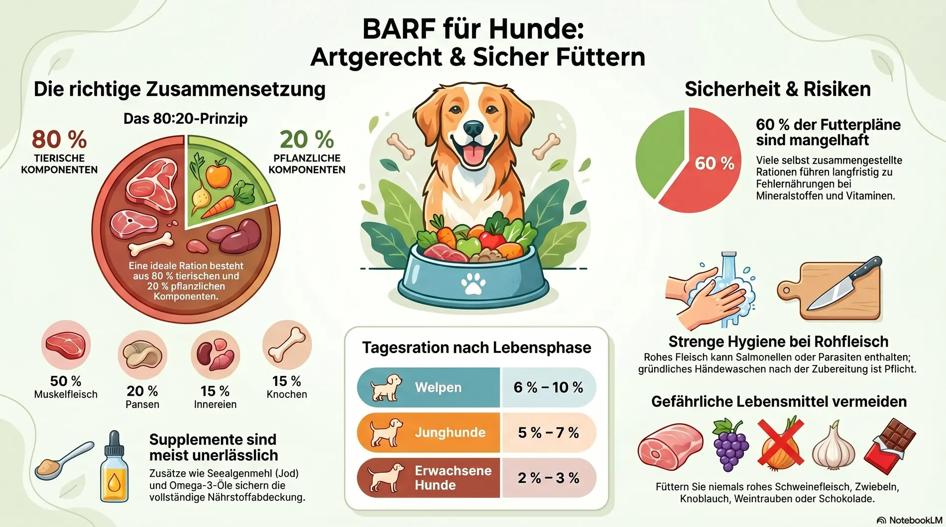 Barf - Zusammensetzung und tägliche Futtermenge